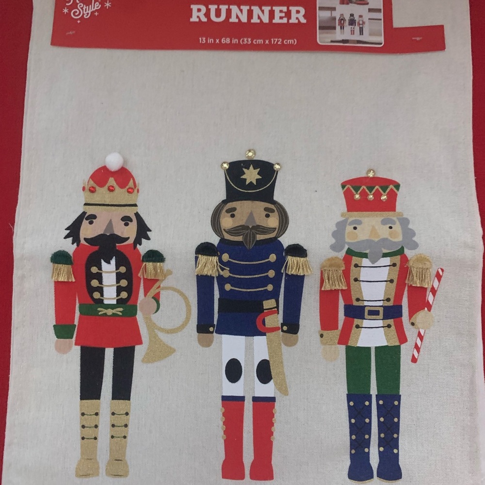 Holiday Style Nutcracker Table Runner Measures 13 inches by 68 inches